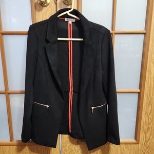 Nanette Lepore Velvet Soft Black Blazer With Gold Accent Zippers Size Medium